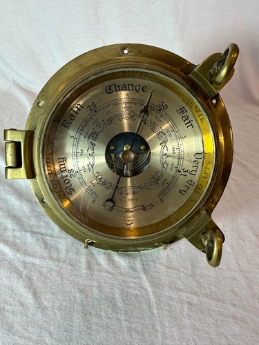 Antique brass ship barometer - antique,
