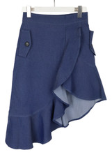 CHICCA LUALDI Skirt Women's MEDIUM Ruffle Fade Effect Zip Fly Blue Mini