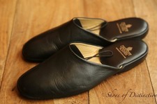 Crockett & Jones Black Leather Slippers House Shoes Men's UK 9 US 10