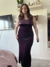 VINTAGE PURPLE SEQUIN VELVET MIDI DRESS & BOLERO 12/14
