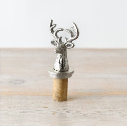 Silver tone stag head design - silver,