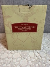 Past Times Christmas Teddies Snow Dome Wood Base In Original Box