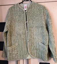 St Michael @ M&S Vintage Light Green Chenille Jacket Cardie Size 16. Pockets