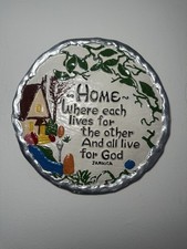 Vintage Spiritual Family God Home Quote Wall Plaque Deco Hand Painted Jamaica