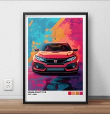 Honda Civic Type R Print - Red - Car Poster - Cool Car Print - Iconic Car