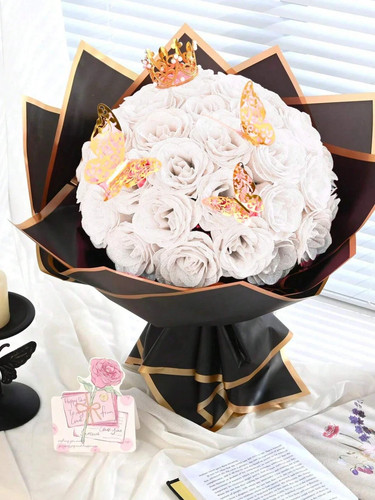 Diy glitter rose bouquet shiny - diy,