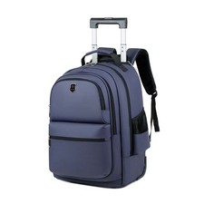 Blue Backpack Rolling Trolley Nylon Bag Work Laptop Travel Bag Carry-On Luggage