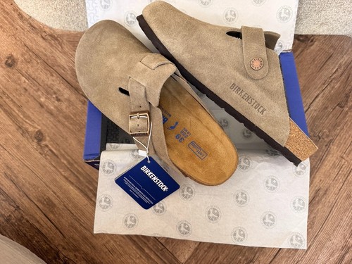 Birkenstock boston taupe mules - birkenstock,