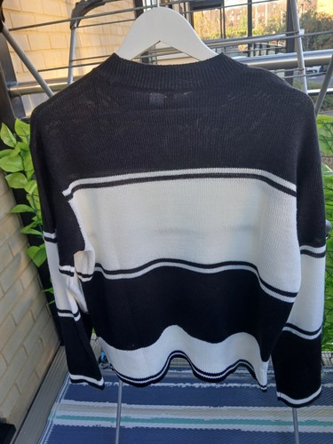 Black white striped - striped, knit