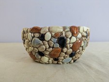 Vintage Pebble Planter Vase Ceramic Multicoloured Oval Plant Pot Holder Small