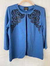 Bob Mackie Indigo Blue 3/4 Sleeve Sequin Cardigan Size S