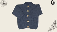 Hand Knitted Cardigan Blue Jeans Sweater For 3-6 Month Baby Boy