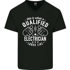 This Is What a Qualified Electrician Looks Like Mens V-Neck Cotton T-Shirt