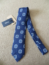 DRAKE'S 100% LINEN BLUE TIE HAND MADE NEW WITH TAG