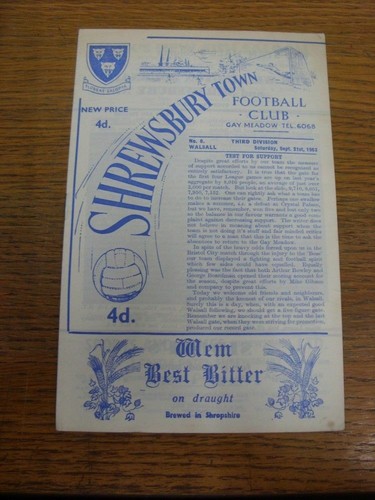 1963 shrewsbury town - shrewsbury,