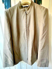 MODERN CLASSICS Beige/Khaki Zip-front Tailored Nehru Collar Jacket - Size: 18/44