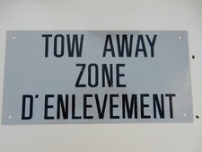 1980S TOW AWAY ZONE  REFLECTIVE STREET SIGN  METAL  SORT YOUR PARKING PROBLEMS 