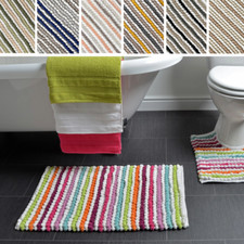 Striped Chunky Bobble Bath Mat 50 x 80cm, Luxury Absorbent Super Soft Deep Pile