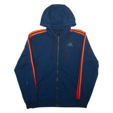 ADIDAS Mens Blue Hoodie Full Zip S