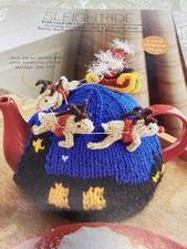 TeaCosyFolk DK Knitting Pattern Christmas Tea Cosy Sleigh Ride Santa & Reindeers