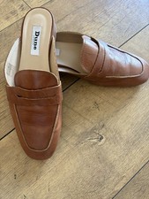 Dune Tan Leather Size 6 Mule Wedges