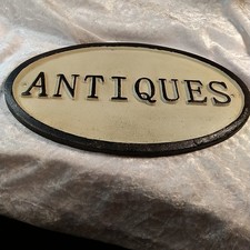 Heavy Cast Iron Antiques Sign Large Oval  34cms 2kg 