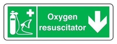 Oxygen resuscitator arrow - oxygen, down