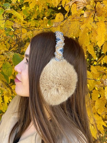 Rabbit fur earmuffs warm - rabbit,