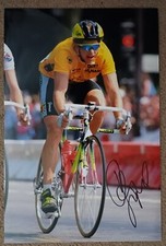 greg lemond heading past rivals during tour de france signed 12x8 photo
