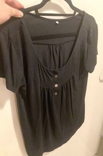 Ladies Black Tunic Top Size 14