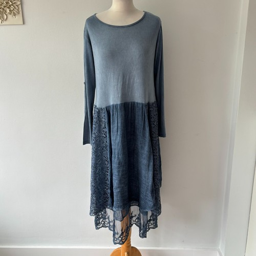 Lagenlook boho dress blue grey - boho,