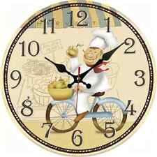 French Inspired Chef, Bistro, Restaurant, Kitchen Clock - Riding Bike - Harvest