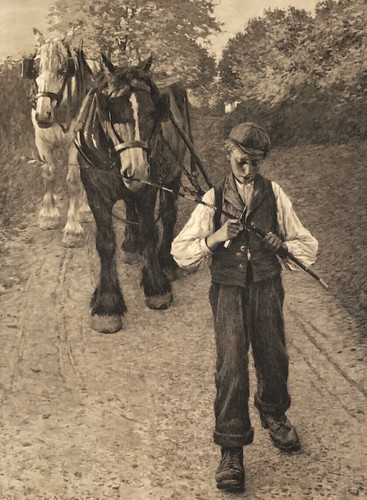 Plough boy photogravure print - boy,