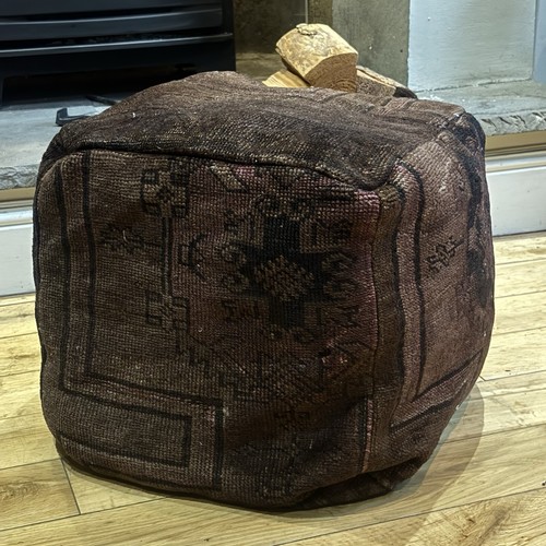 Vintage turkish kilim pouf - vintage,