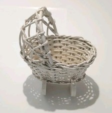 Vintage White Wicker Decorative Rocking Moses Basket 