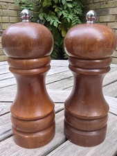 Pair Vintage Salt & Pepper Mills Dark Wood T&G Woodware Ltd 6" Tall Class