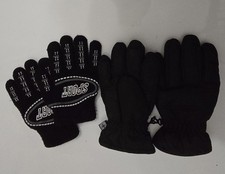2 x pairs Black Gloves Children Thermal Football Winter 5/6 years
