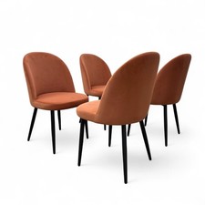 'Gabi' Dining Chair Set of 4 Coral Velvet Upholstered Black Metal Legs BRAND NEW