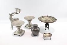 Silver Plate Stag Candlestick Tazza Stand Pair Vintage 3795g