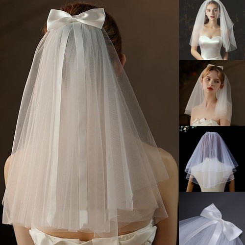 Bride veil bow bridal - veil,
