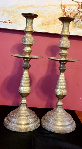 Large brass moroccan - brass, candle