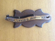 Antique 1920s Lewis's Hat Brush & Wooden Hanging Wall Stand, Vintage Shabby Chic