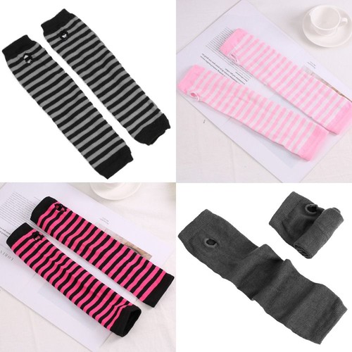 Striped fingerless long glove - fingerless,