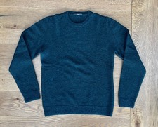 Z ZEGNA Men's Crew Neck Wool/Alpaca Pullover, Deep Teal, Large. Made in Italy.