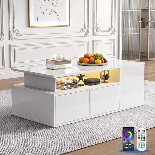 White led coffee table - coffee,