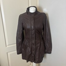 LLD Vintage 90s Size 16 Chocolate Brown Leather Jacket Minimalist MIDI Cinch