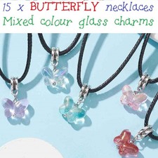 15pcs Glass Butterfly Charm