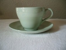 (3) Spode England Flemish Green (Celadon) Footed Cups W. Saucers Discontinued  