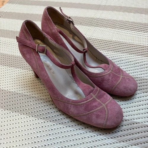 Jigsaw lilac suede leather
