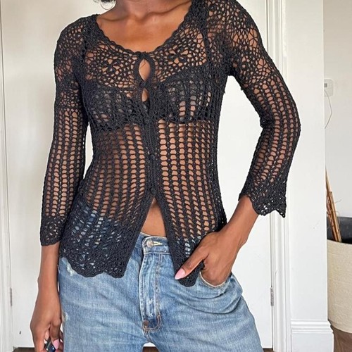 Black crochet cardigan
